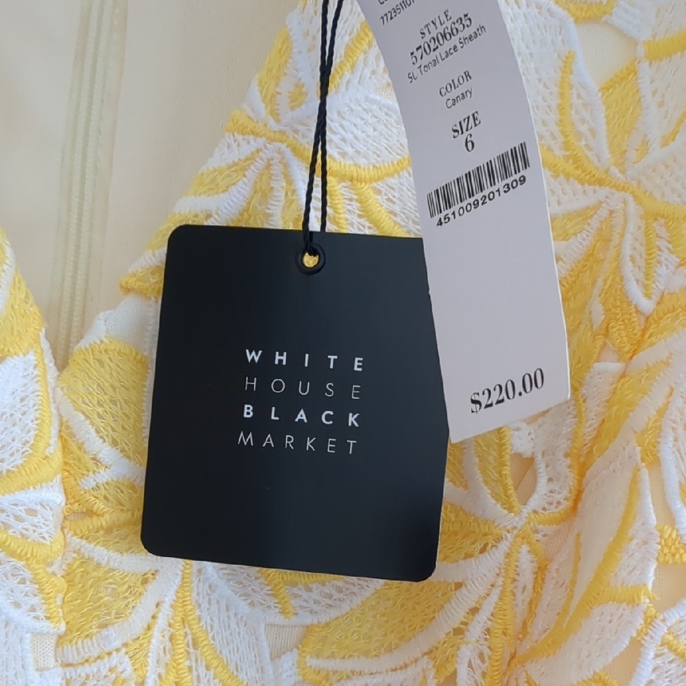 White House Black Market Yellow and White Mini Sundress - Picture 2 of 3